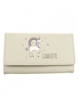 Cream Leather Unicorn Purse